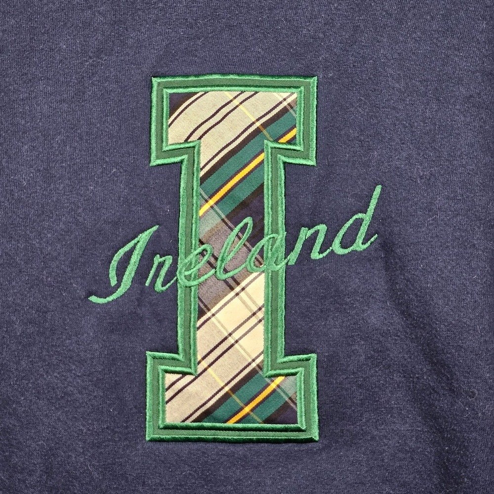 Vintage Ireland Sweatshirt Mens XL Blue Crewneck Embroidered USA St. Patrick's - Picture 3 of 7